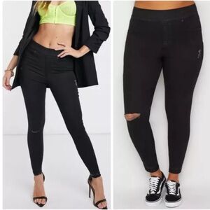 Spanx Vintage Black Distressed Ankle Stretch Skinny Jeans Women’s Sz XL/TG